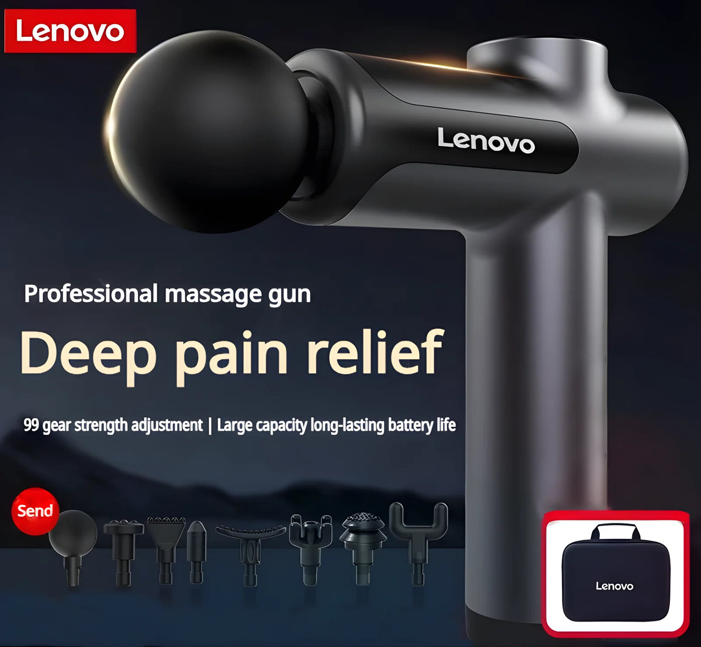 Lenovo Massage Gun, complete kit
