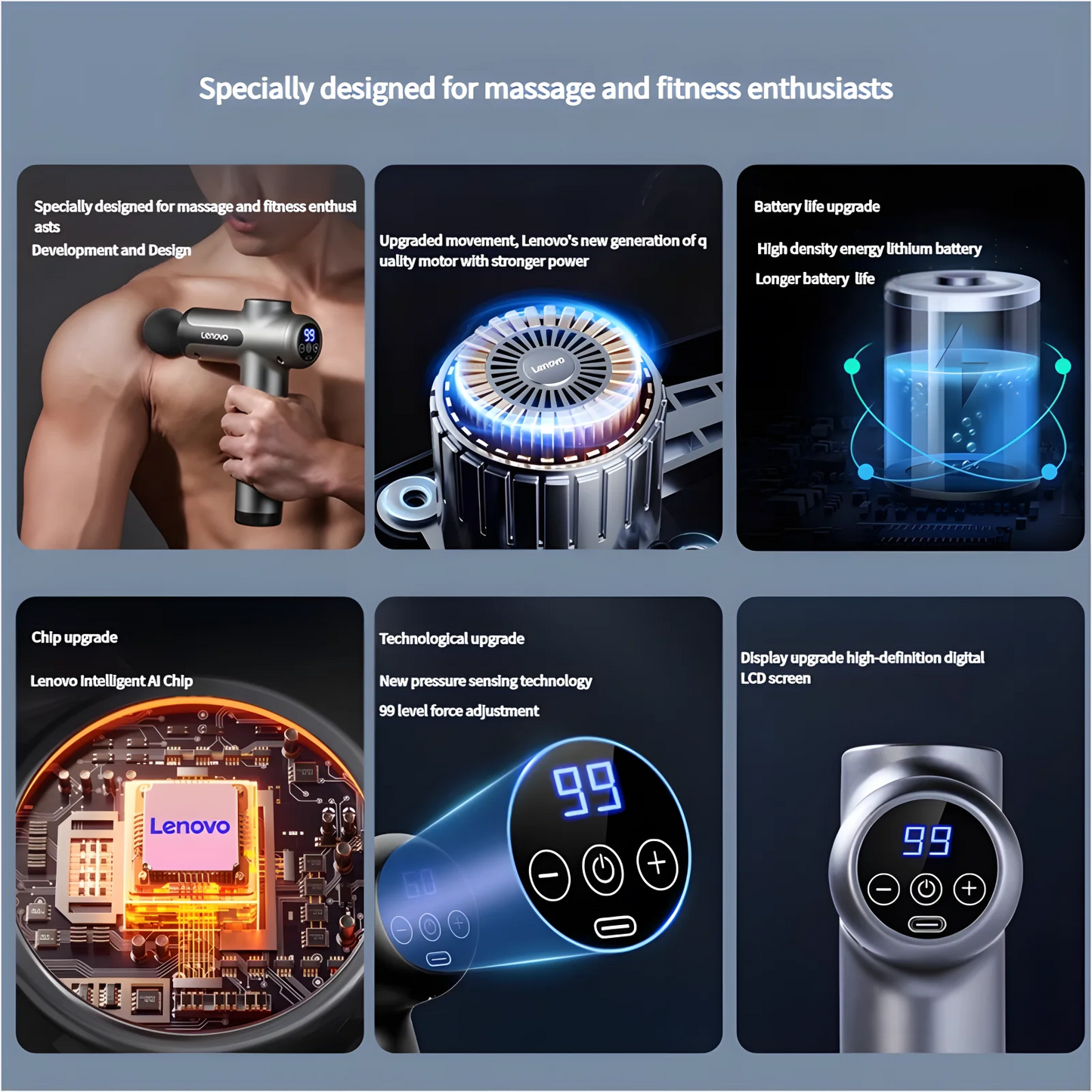 Lenovo Massage Gun, complete kit